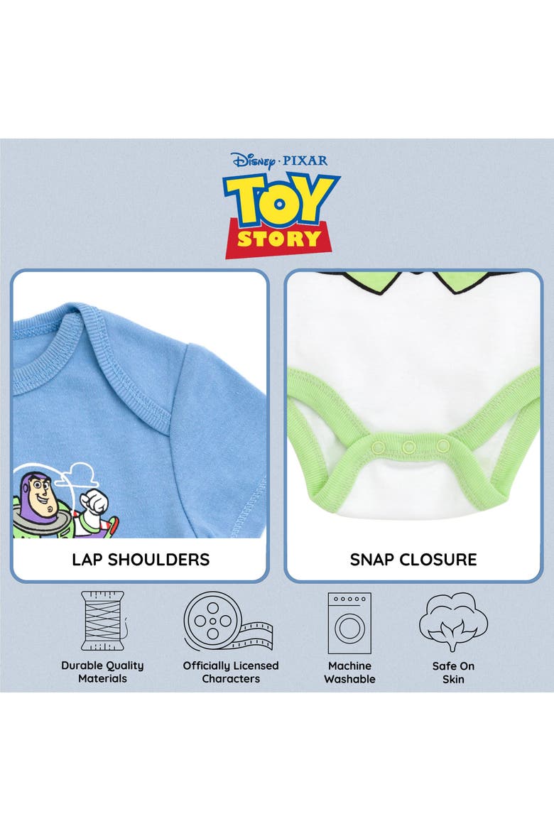 Pixar 3-Pack Short Sleeve Bodysuits, Alternate, color, Blue White Toy Story