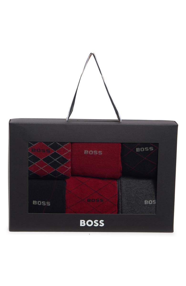 BOSS 6-Pack Assorted Crew Socks Gift Box, Alternate, color, Black