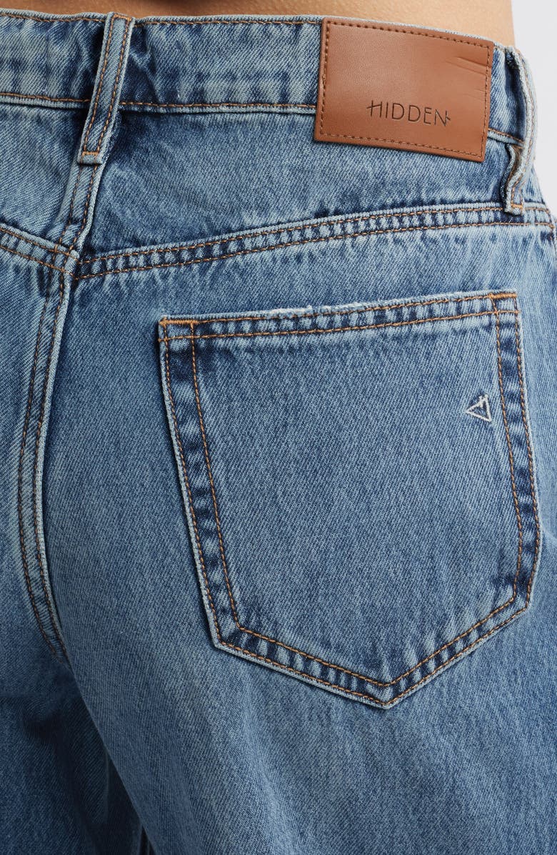 HIDDEN JEANS Classic High Waist Distressed Wide Leg Jeans, Alternate, color, Med Wash