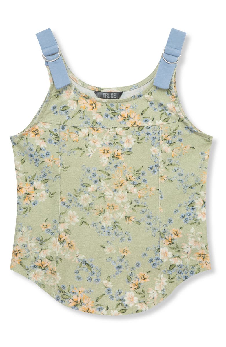 Truce Kids' Floral Tank Top, Alternate, color, Green Print