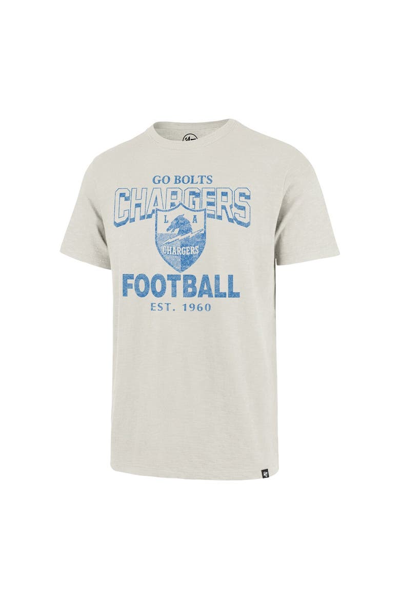 Men's '47  Natural Los Angeles Chargers Head On Scrum Slub T-Shirt, Alternate, color, Natural