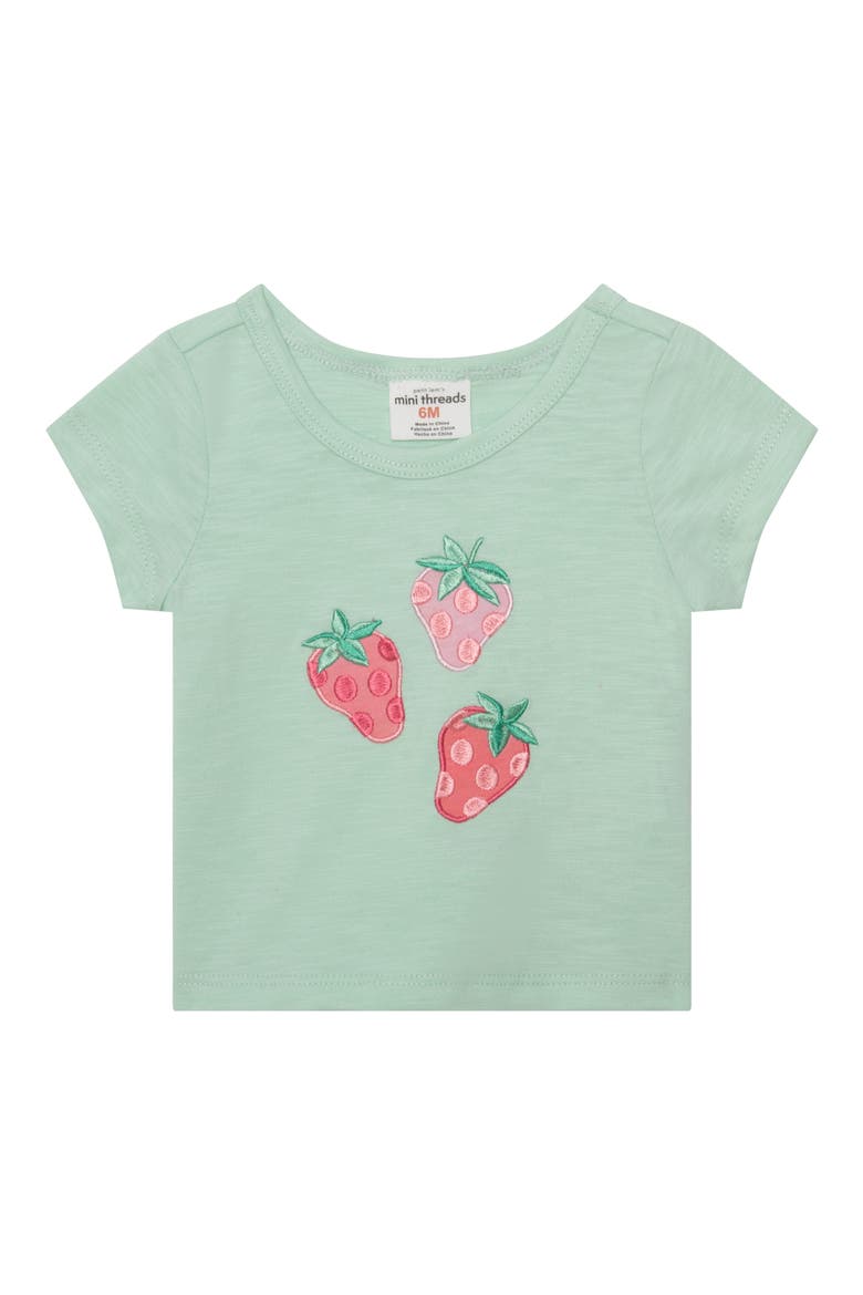 2-Rompers, Knit Short Sleeve Tee & Shorts Set, Alternate, color, STRAWBERRY