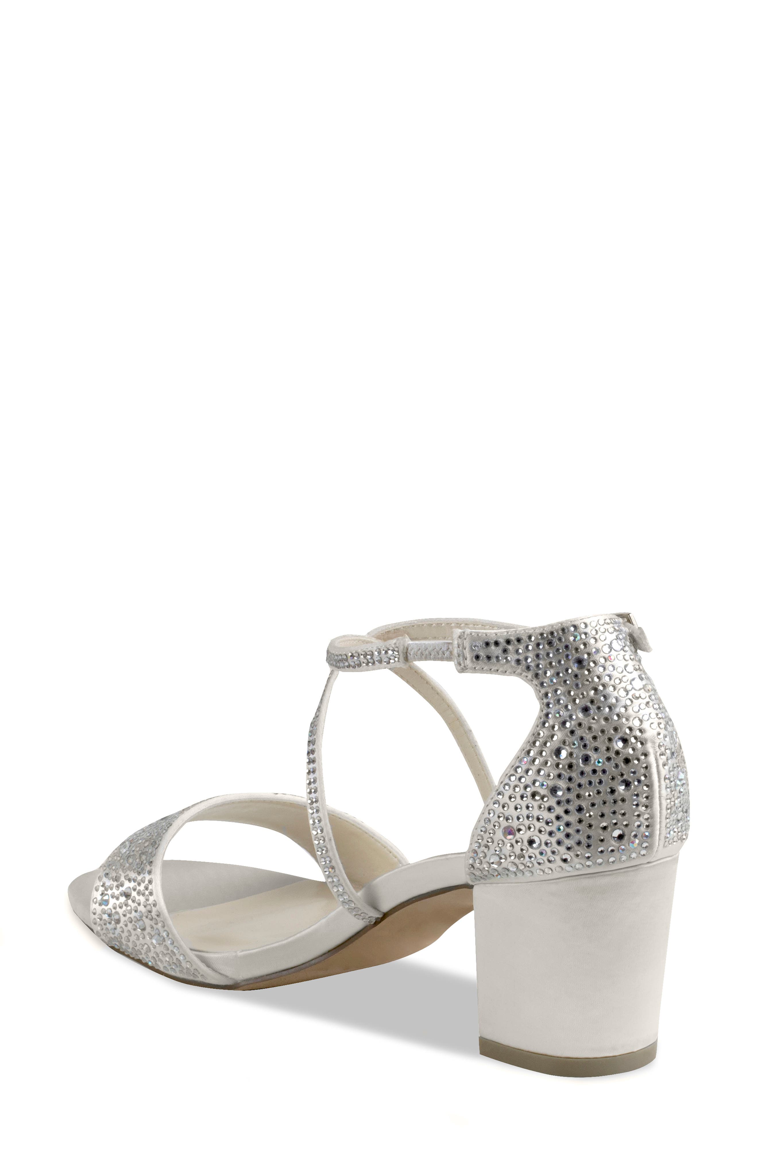 Ines Satin Embellished Sandal, Alternate, color, IVORY
