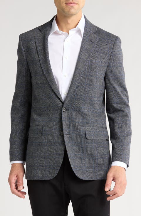Classic Fit Plaid Knit Sport Coat