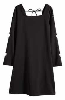 Kids' Laser Heart Cutout Long Sleeve Dress