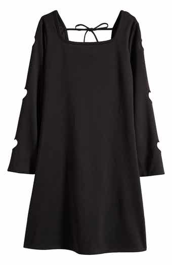 Kids' Laser Heart Cutout Long Sleeve Dress