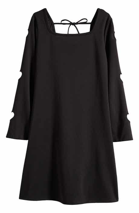 Kids' Laser Heart Cutout Long Sleeve Dress