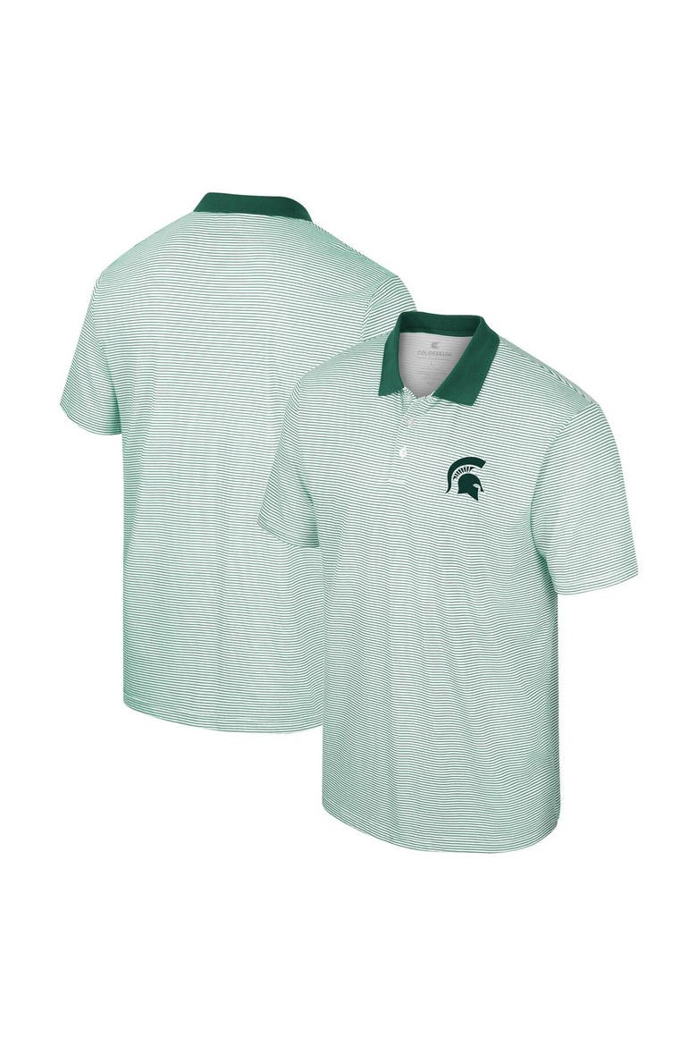 Men's Colosseum White Michigan State Spartans Print Stripe Polo, Main, color, White