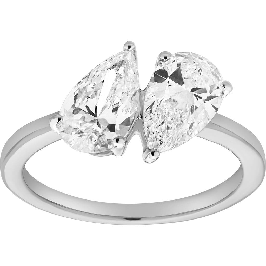 Luvmyjewelry Twin Flames 14k Gold Pear Cut Lab Grown Diamond Toi Et Moi Ring In 14k White Gold