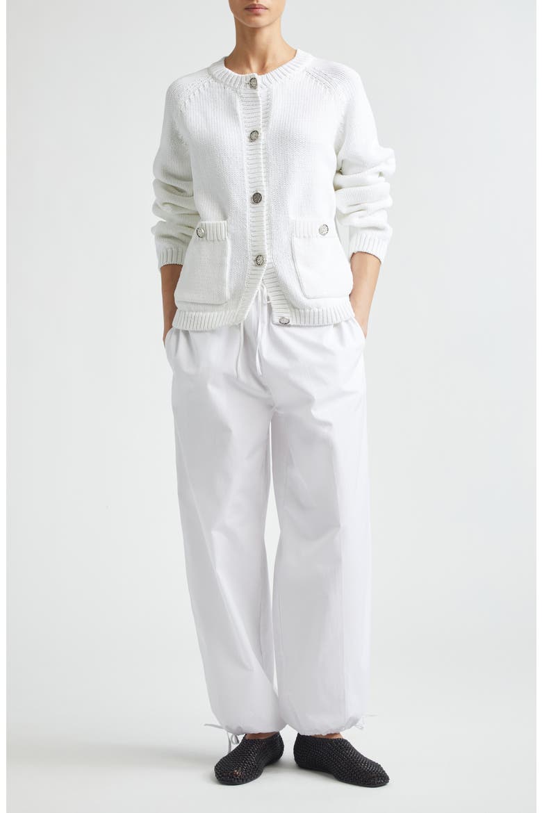 Hammered Button Organic Cotton Cardigan, Alternate, color, WHITE