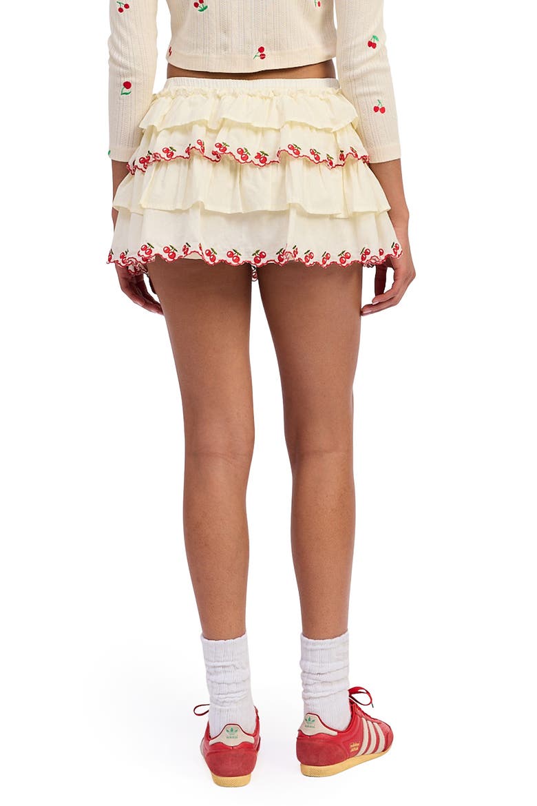 Embroidered Tiered Miniskirt, Alternate, color, YELLOW/ RED
