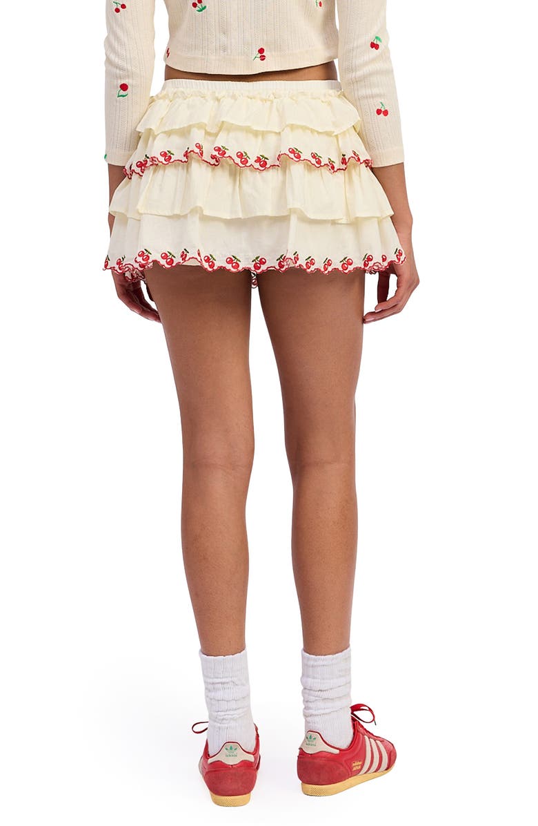 JACQUIE THE LABEL Embroidered Tiered Miniskirt, Alternate, color, Yellow/ Red