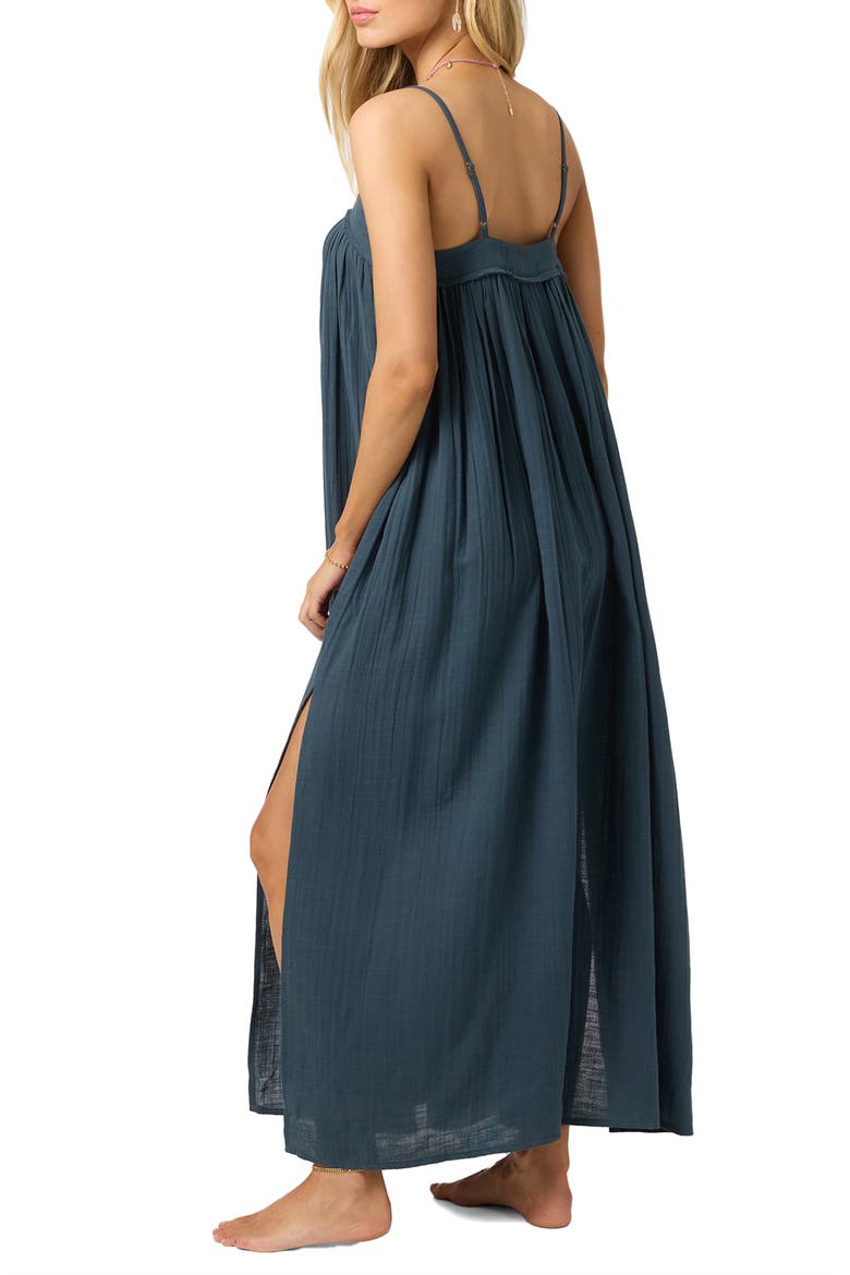Sai Saltwater Solids Cover-Up Cotton Maxi Dress, Alternate, color, SLATE