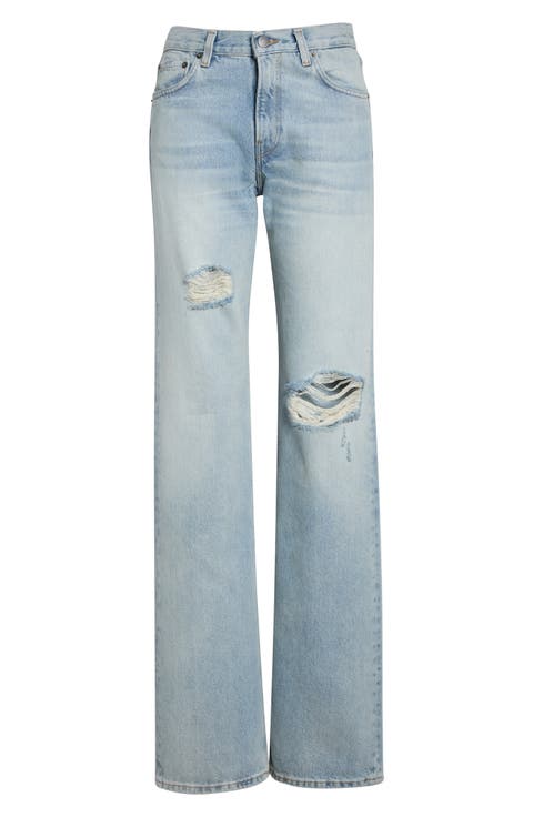 Star Ripped High Waist Wide Leg Jeans