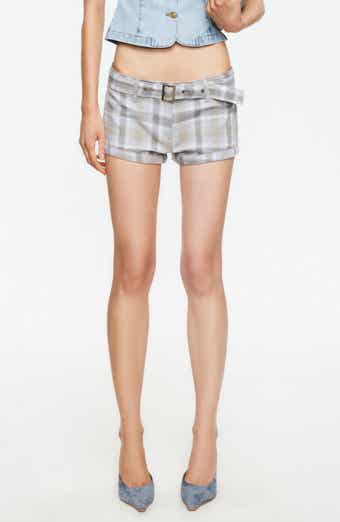 Afterglow Plaid Belted Low Rise Shorts