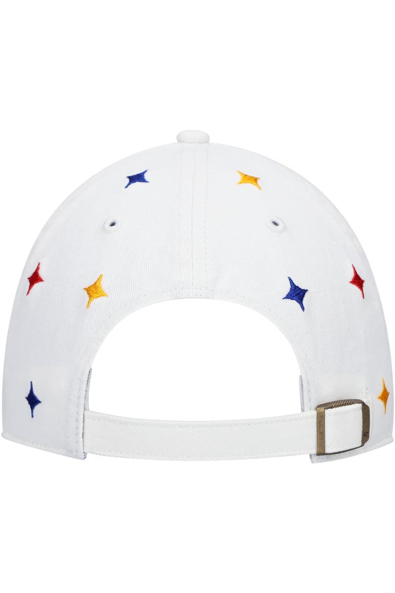 Women's '47 White Pittsburgh Steelers Multi Confetti Clean Up Adjustable Hat, Alternate, color, White