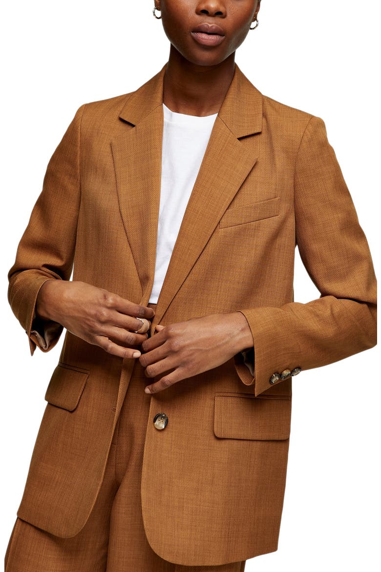 Girlfriend Suit Blazer, Main, color, CAMEL
