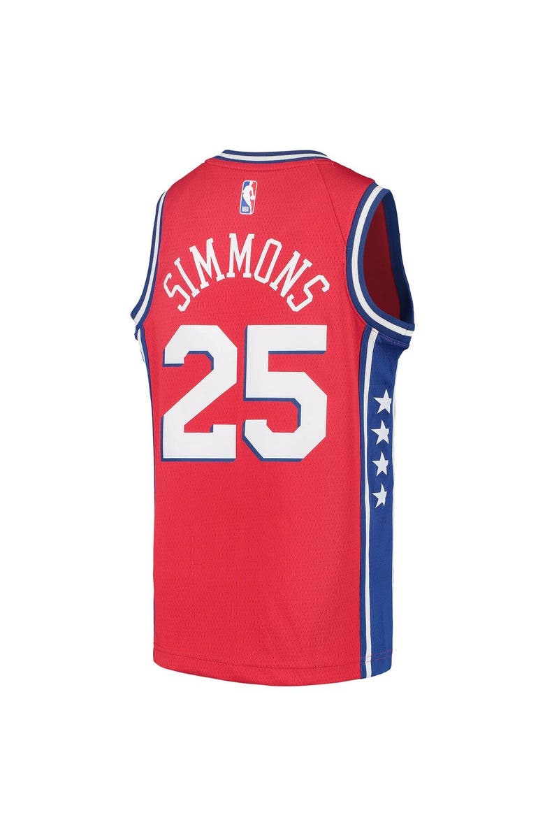 Jordan Brand Youth Jordan Brand Ben Simmons Red Philadelphia 76ers 2020/21 Swingman Player Jersey - Statement Edition, Alternate, color, 
