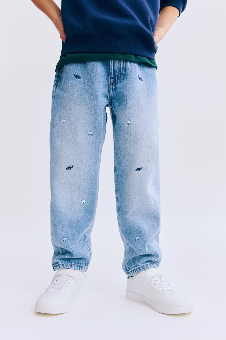 Loose Fit Jeans, Alternate, color, Light denim blue/dinosaurs