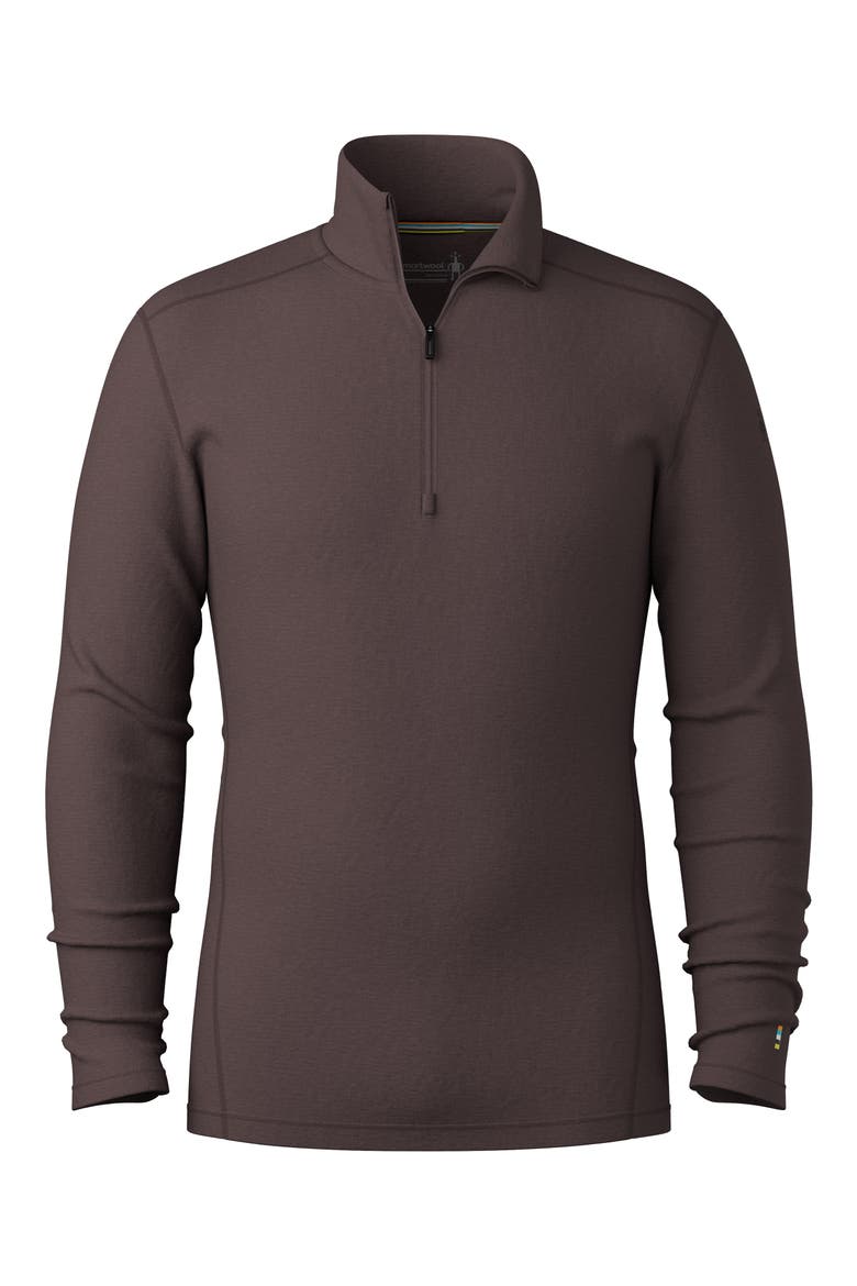 Classic Thermal Merino Base Layer Quarter Zip Pullover, Alternate, color, MINK HEATHER
