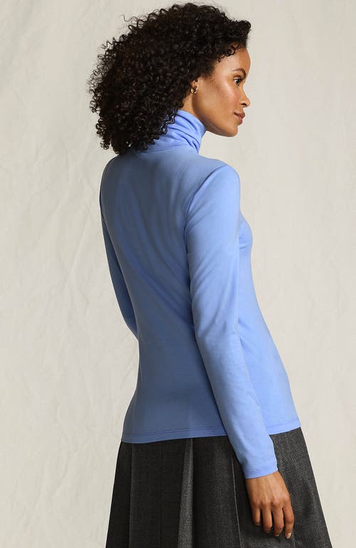 Lands' End Lightweight Jersey Skimming Long Sleeve Turtleneck In Blue