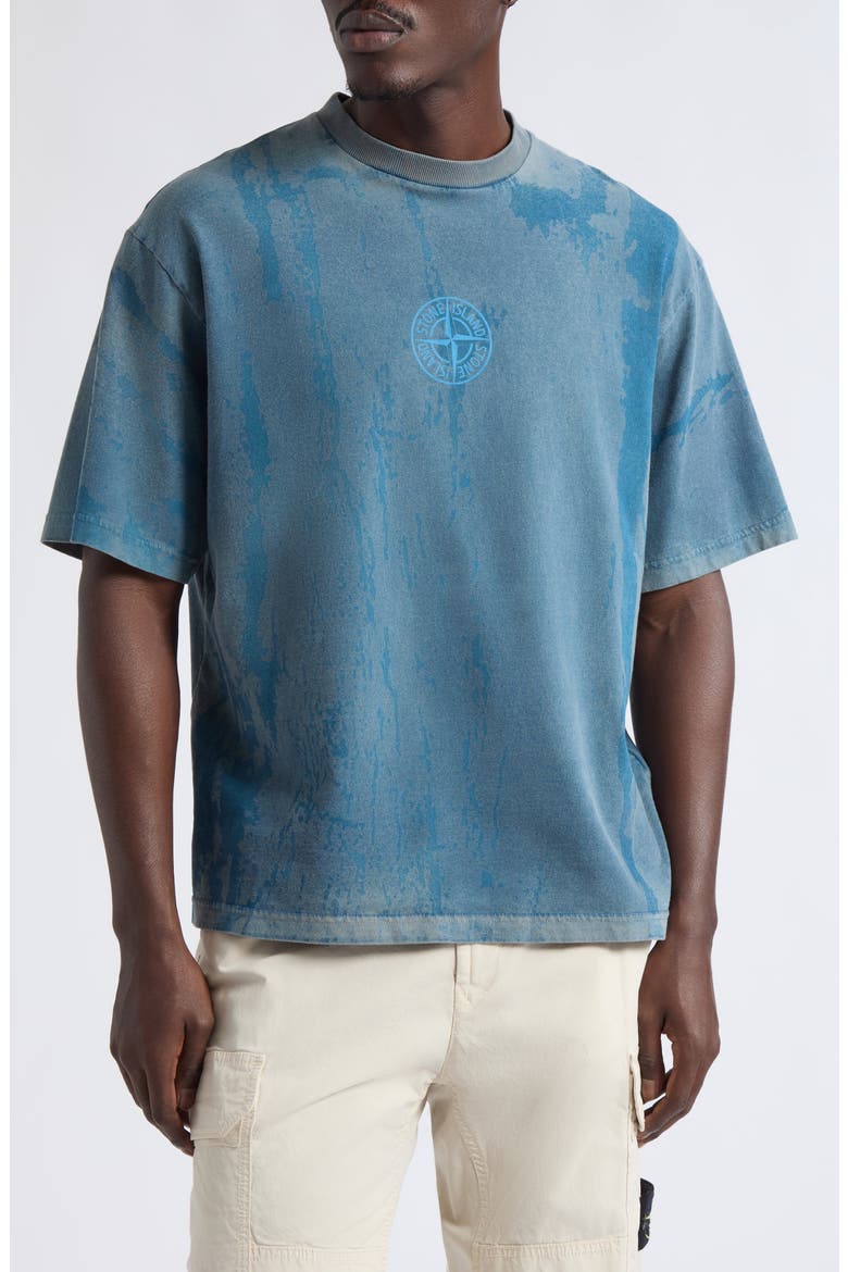 Texture Print Cotton T-Shirt, Main, color, V0060 GREY BLUE