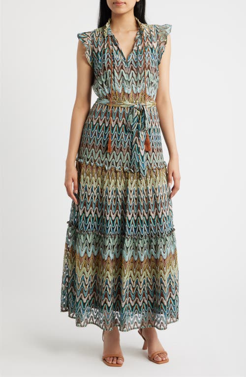 Julia Jordan Zigzag Sleeveless Maxi Dress In Multi