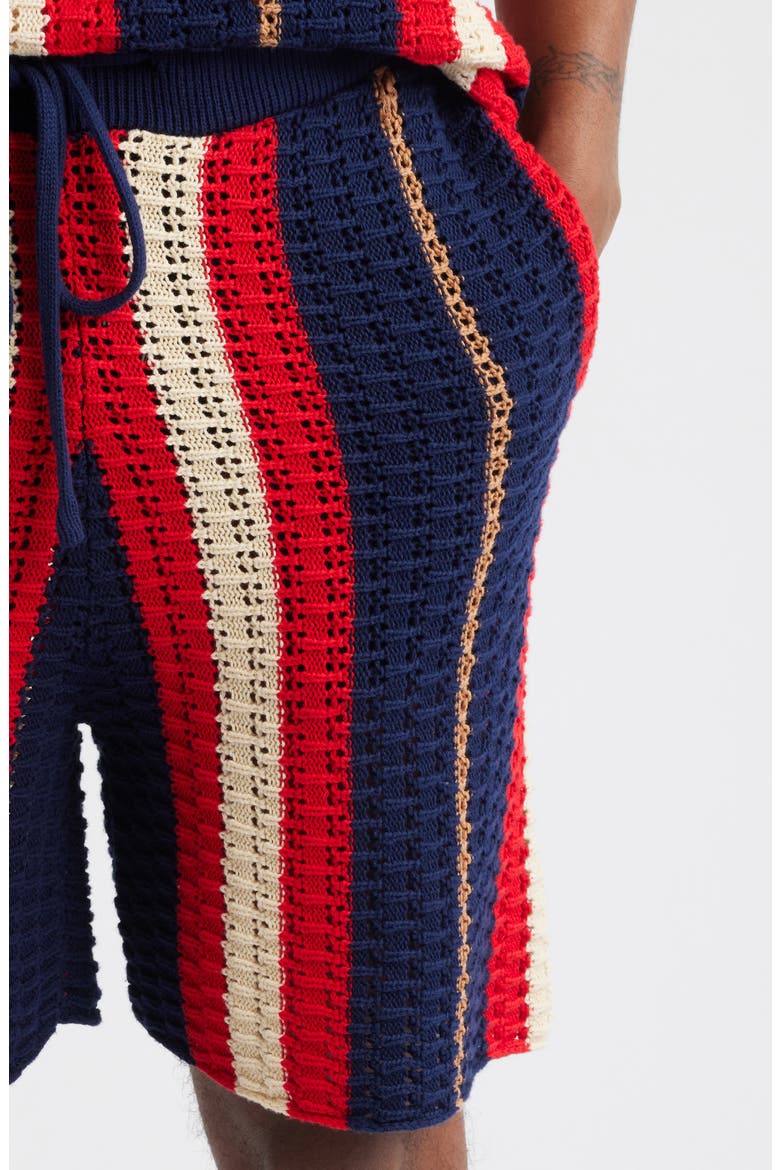 Crab Stripe Knit Shorts, Alternate, color, BLUE/ RED