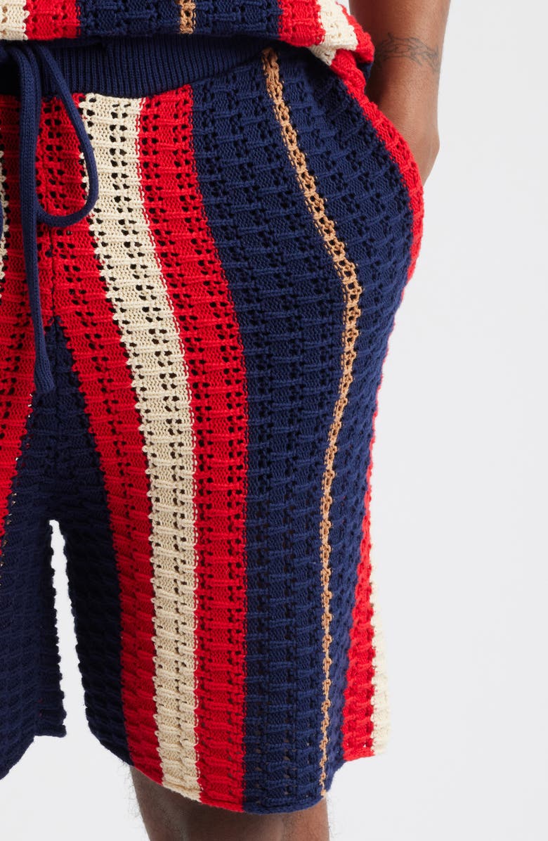 MAVRANS Crab Stripe Knit Shorts, Alternate, color, Blue/ Red