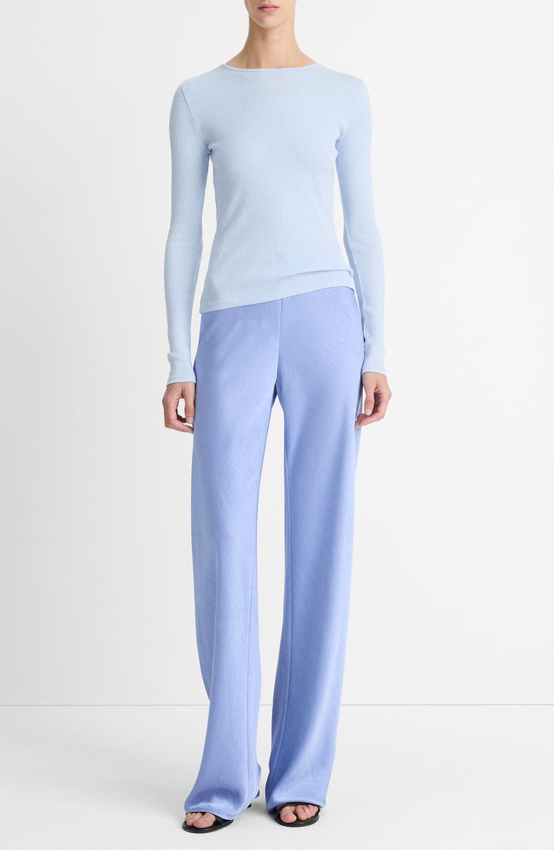 Vince Rib Pima Cotton Long Sleeve Crewneck T-Shirt, Alternate, color, Kyanite