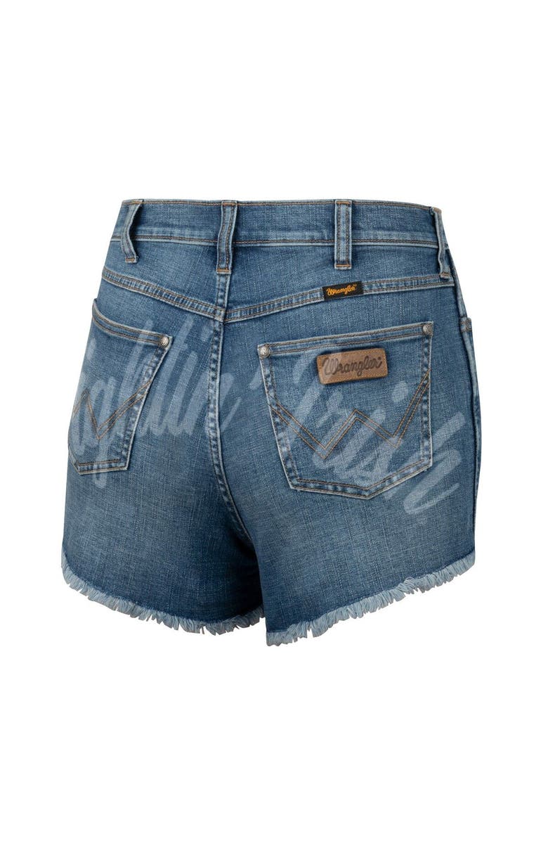 COLOSSEUM X WRANGLER Women's Colosseum x Wrangler Blue Notre Dame Fighting Irish Retro High Rise Cut-Off Shorts, Alternate, color, 