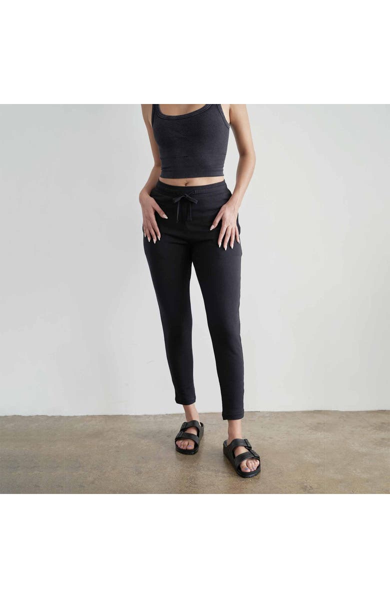 eavolu Serengeti Eco-Luxe Fleece Slim Pant | Cloud-Soft Comfort, Alternate, color, Coal Black