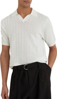 Reiss Sol Geo Open Stitch Knit Polo