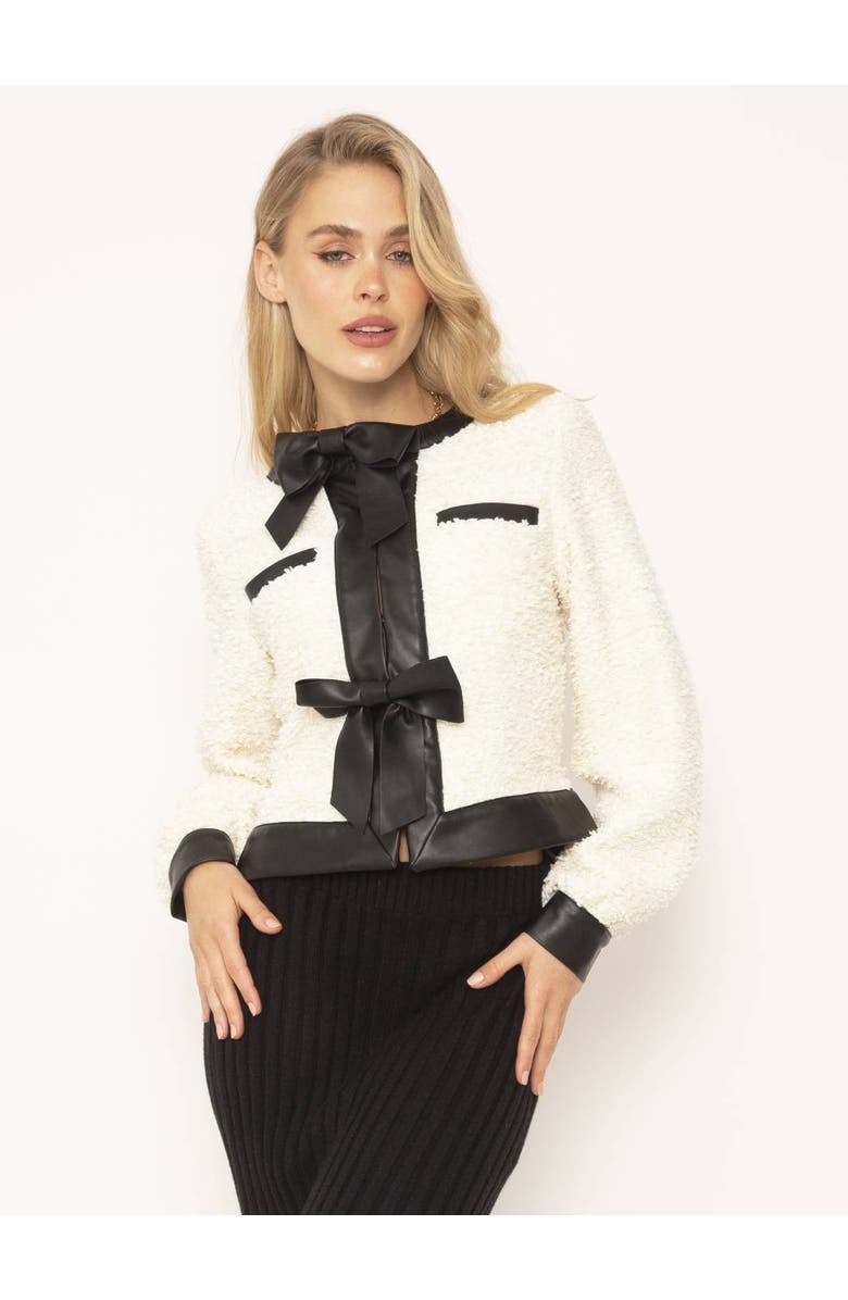 Central Park West Arden Boucle Bow Jacket, Main, color, 