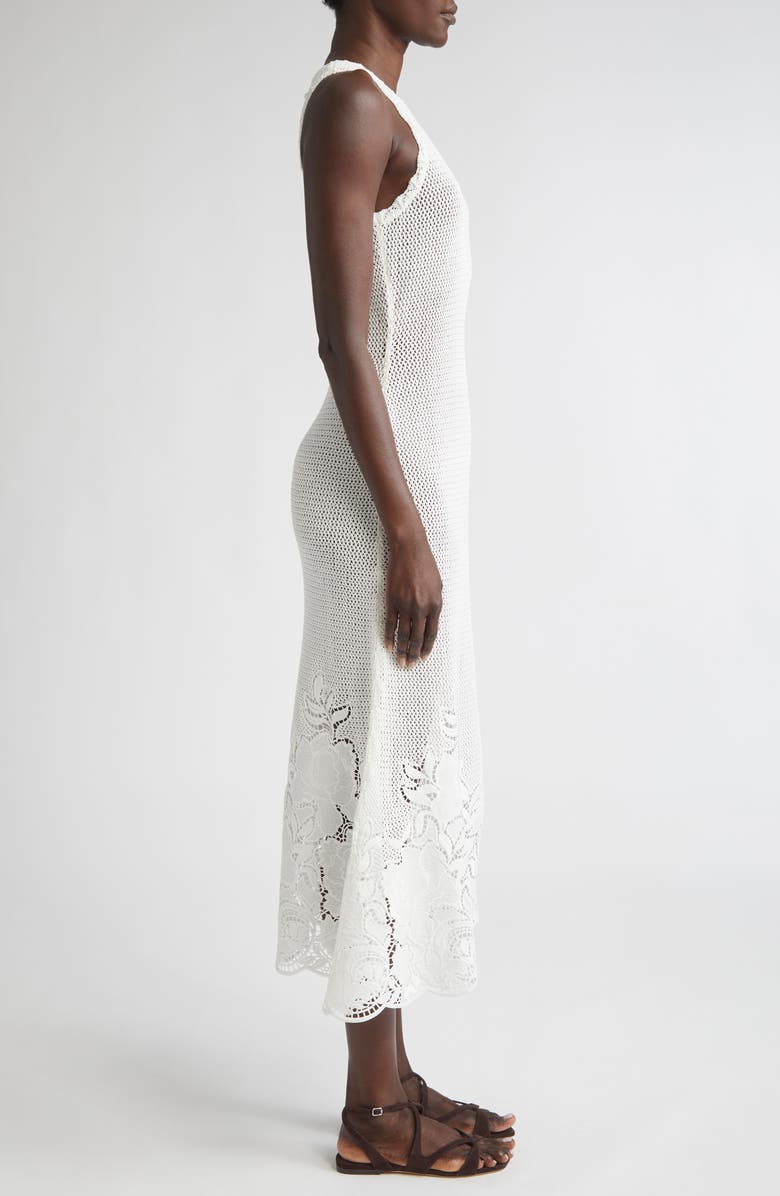 Erdem Open Knit Sleeveless Midi Dress, Alternate, color, Ivory