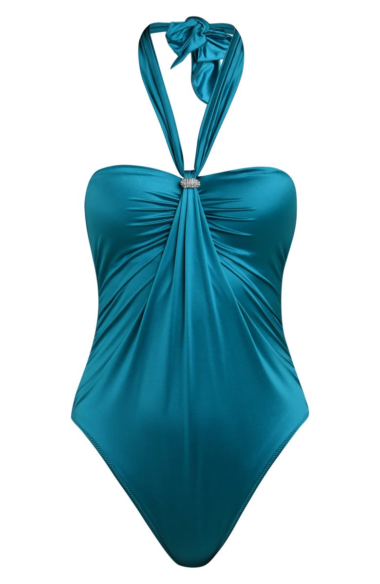 L'AGENCE Althea Liquid Shine One-Piece Swimsuit, Alternate, color, Crystal Teal