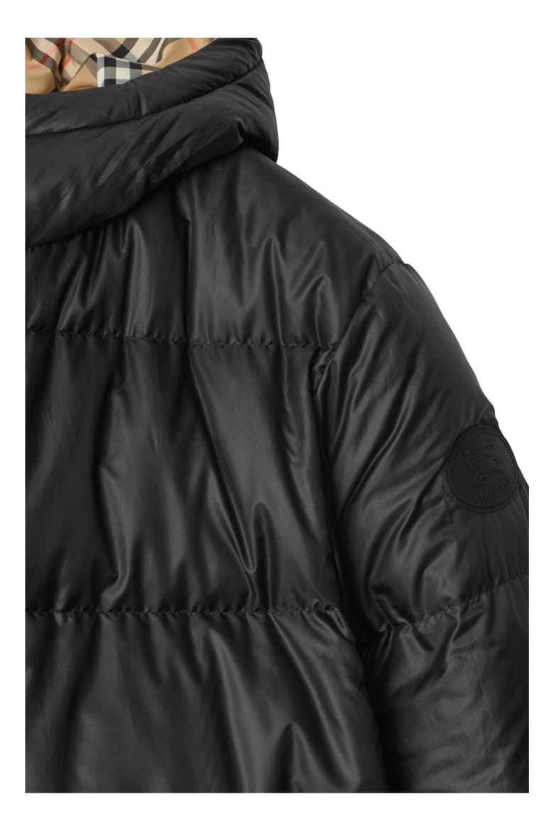 Reversible Check Hooded Puffer Jacket, Alternate, color, Sand beige