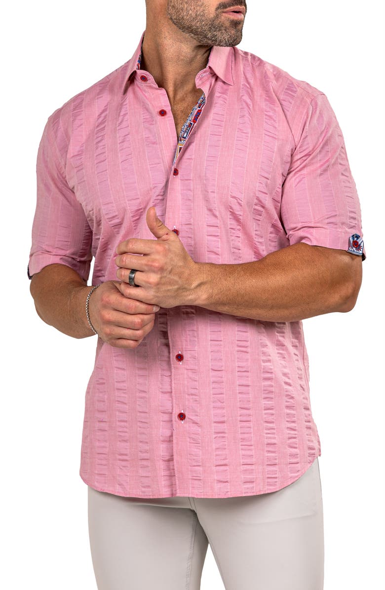 Maceoo Galileo Marthy Short Sleeve Button-Up Shirt, Alternate, color, Pink
