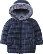 Rokka&Rolla Plaid Fleece Hooded Puffer Jacket