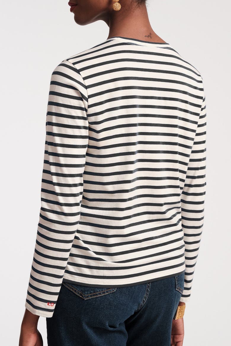 Long Sleeve Striped T Shirt, Alternate, color, Oyster/Black