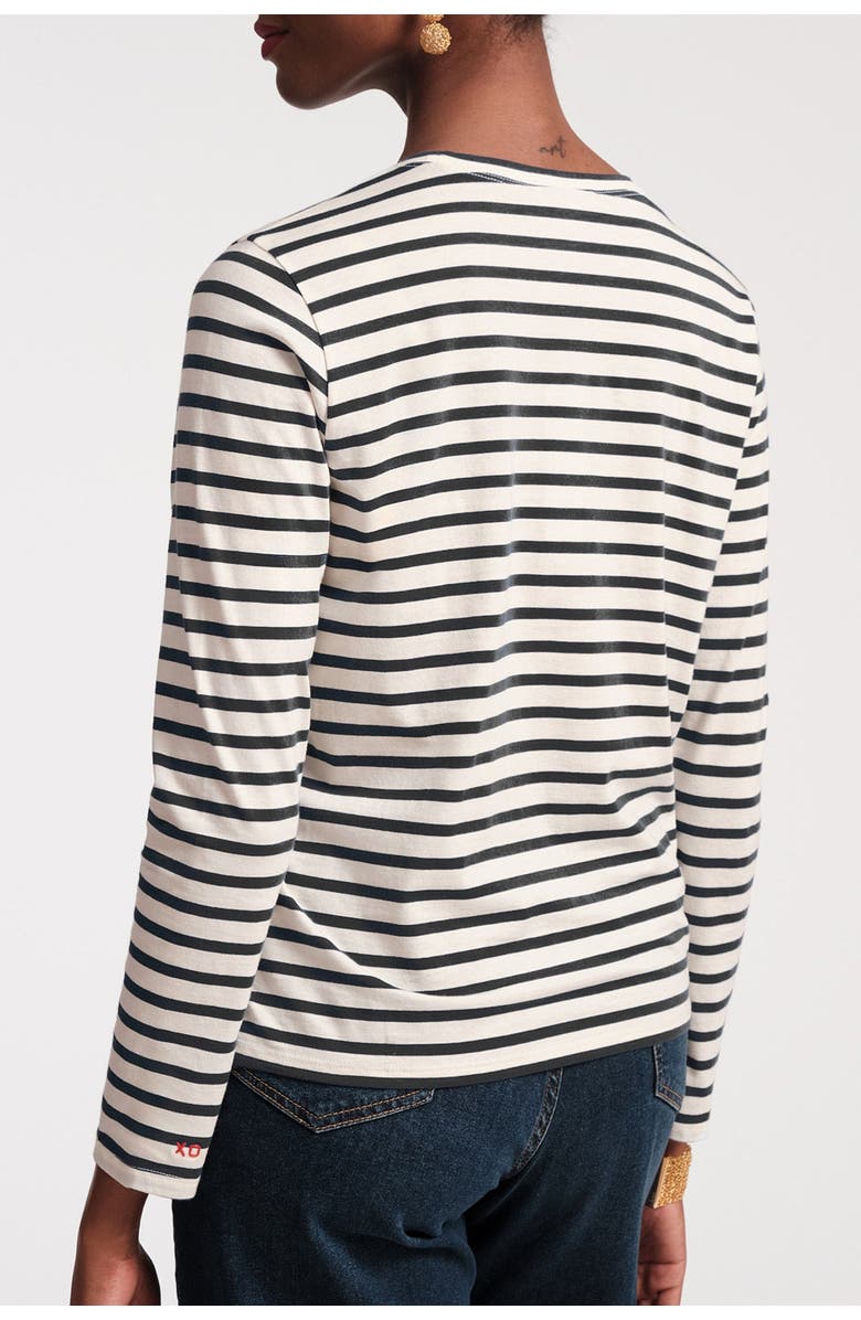 Frances Valentine Long Sleeve Striped T Shirt, Alternate, color, Oyster/Black