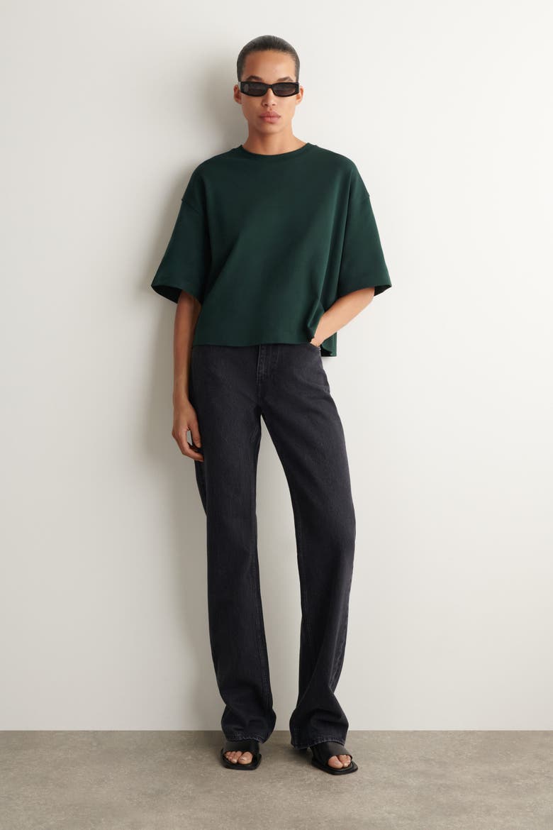 Oversized Boxy Cotton T-Shirt, Alternate, color, DARK GREEN