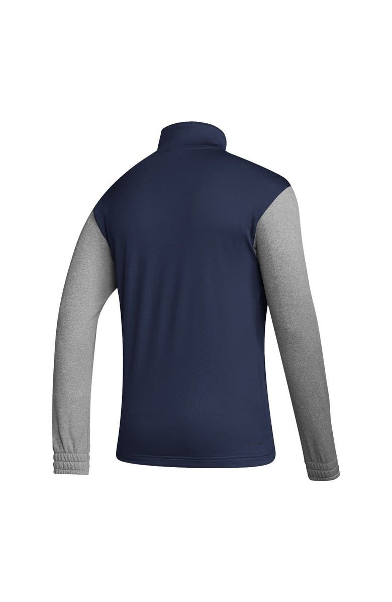 adidas Men's adidas Navy/Heathered Gray Georgia Tech Yellow Jackets Team AEROREADY Half-Zip Top, Alternate, color, 