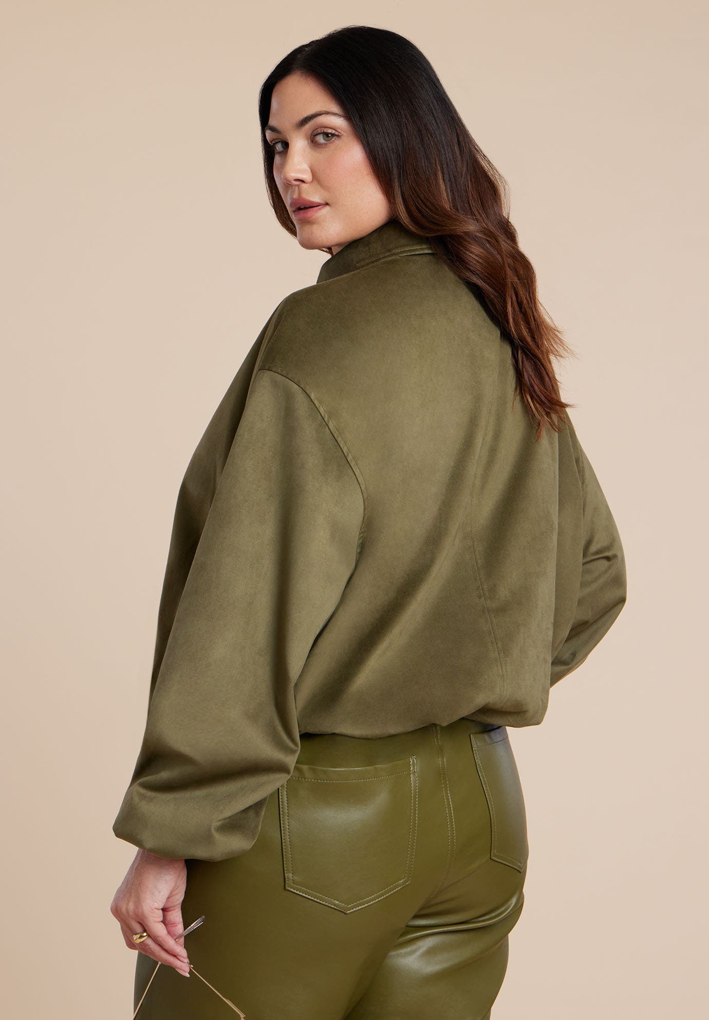 Faux Suede Bomber Jacket - image 2