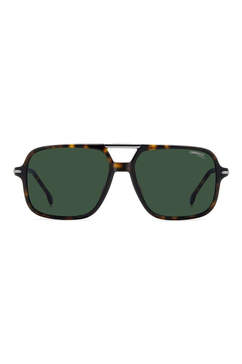 58mm Navigator Sunglasses, Main, color, HAVANA/ GREEN