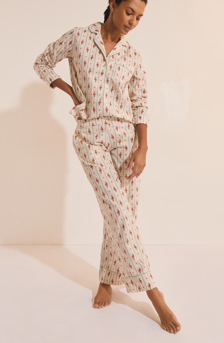 Etam Orea Swiss Dot Cotton Pajama Pants, Alternate, color, Powder Pink