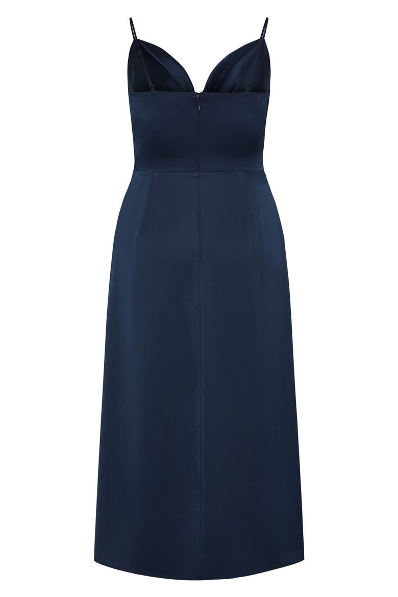 Simplicity Cowl Neck Satin Midi Dress, Alternate, color, NAVY