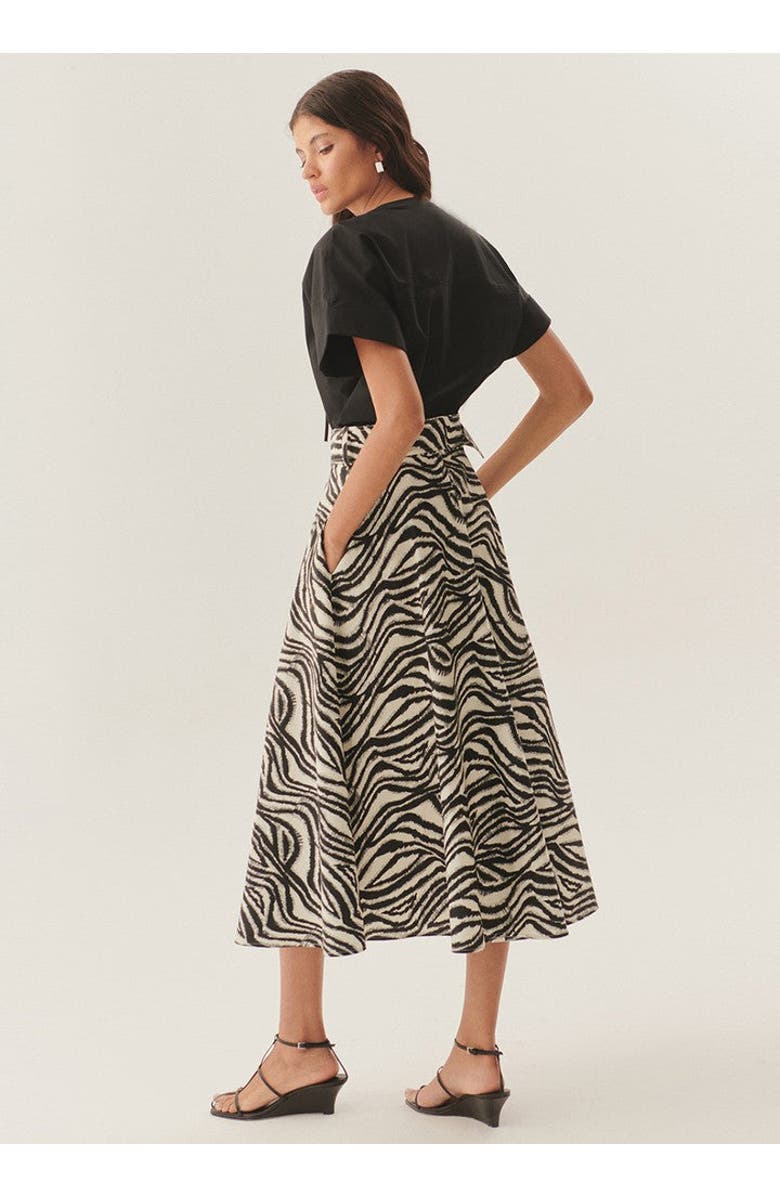 Exquise Brooke Zebra Print Midi Skirt, Alternate, color, Black