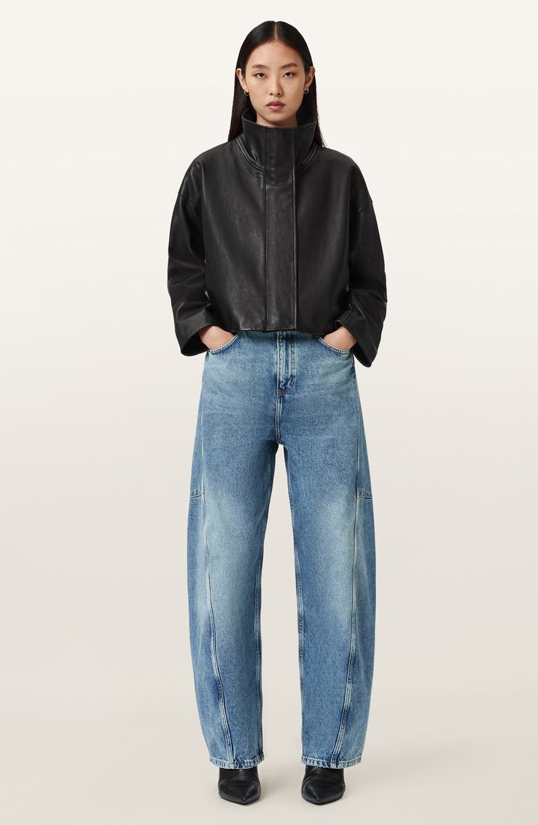 AllSaints Carter Barrel Leg Jeans, Alternate, color, Mid Indigo