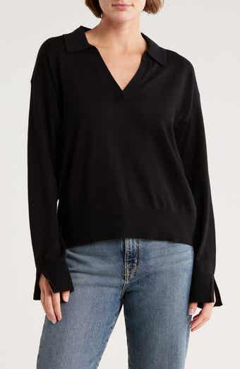 525 Maddi Johnny Collar Cotton Blend Polo Sweater